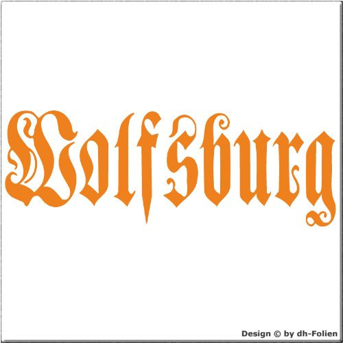 cartattoo4you® AK-01655 | Wolfsburg - Fraktur/Altdeutsche Schrift | Autoaufkleber Aufkleber Farbe orange, in 24 Farben erhältlich, glänzend 17 x 5 cm Waschstrassenfest