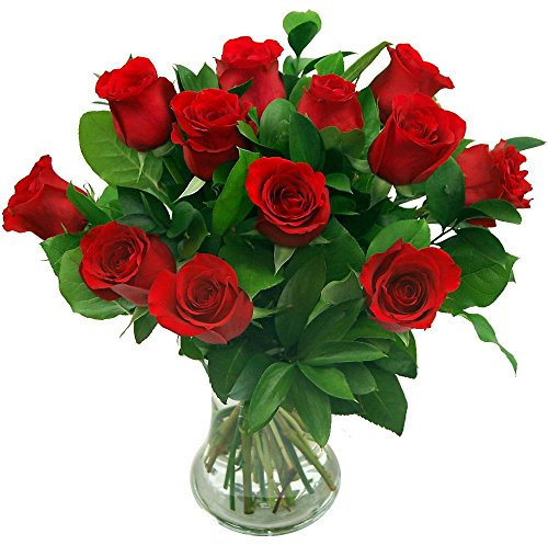 Clare Florist 12 Red Roses True Romance Fresh Flower Bouquet - Romantic Fresh Roses Hand Arranged by Expert Florists