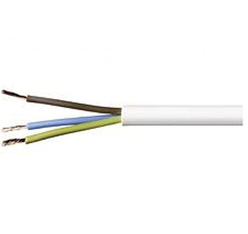 Branded 3 Core 1mm Heat Resistant Flex - White, 10 Metres
