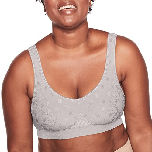 Bali Womens Comfort Revolution Wireless Bra, Comfortflex Fit Full-coverage Wirefree Bras, Crystal Grey Pattern, X-Large US