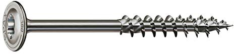 SPAX 257000601205 Für den Holzbau, Tellerkopf, T-STAR plus, 4CUT, Teilgewinde, Edelstahl rostfrei A2, 1.4567, (6,0 x 120 mm, 100 Stück)