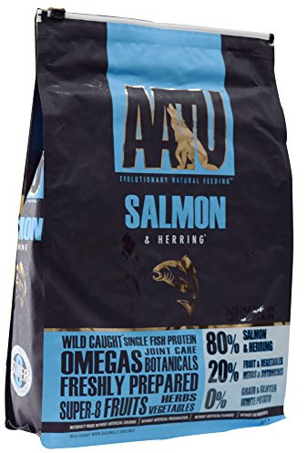 AATU Trockenfutter für Hunde, 80/20 Hundetrockenfutter mit Lachs & Hering, Hundefutter Getreidefrei mit Hohem Proteingehalt, Natürliche Tiernahrung für Ausgewachsene Hunde Aller Rassen, 5 kg