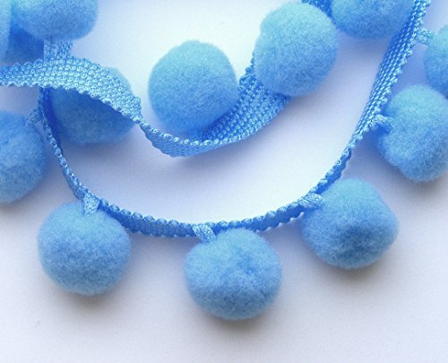 POM POM Bommelborte, Fransenbommel-Bordüre, Kissen- und Vorhangdekoration, Heimdekoration, Größe XL, 2 cm, Bastel-Pompons (Himmelblau, 5 m)