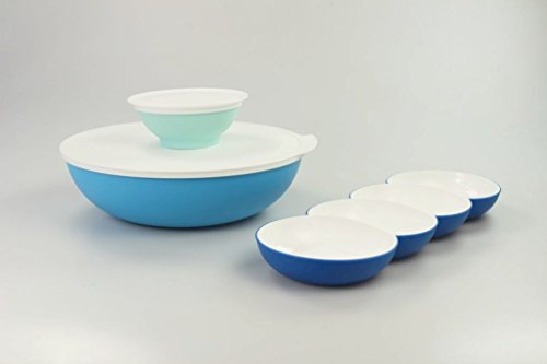 TUPPERWARE Allegra 3,5 L blau weiß + 275 ml mint + Perle Servier Servierschalen