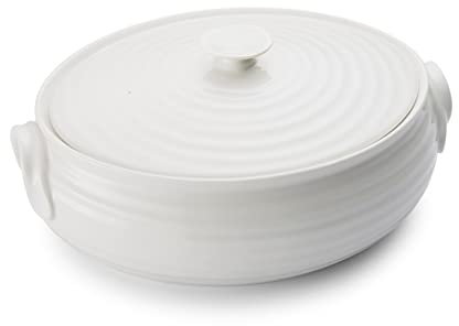 Portmeirion Home & Gifts Sophie Conran Collection Cazuela ovalada blanca, (pequeña), apta para lavavajillas, microondas, horno y congelador, fabricada en Inglaterra (cazuela blanca, 3,5 pintas)