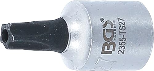 BGS 2355-TS27 | Bit-Einsatz | TS-Profil (für Torx Plus) mit Bohrung TS27 | Antrieb Innenvierkant 6,3 mm (1/4) | Chrom-Vanadium-Stahl | verchromt, matt