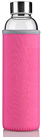 Hmilydyk Gourde en verre avec infuseur et housse en nylon de couleur 550 ml, rose