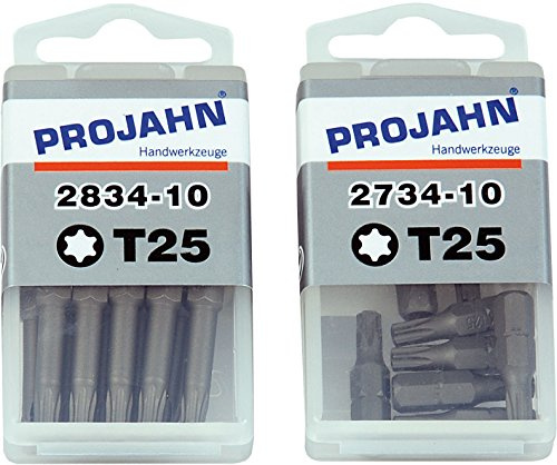 Projahn Schraubendreher-Einsätze T20 (Länge 25 mm, Bits für Innen-TX Schrauben, aus S2-Spezialstahl, Schrauber-Bit, 10er Set) 2733-10