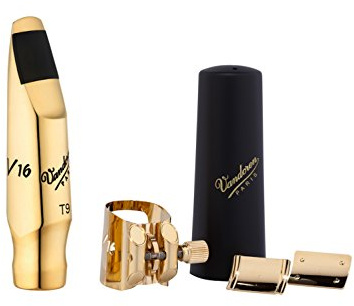 Vandoren SM825GSKO T9 Small Chamber V16 Metal Tenor Sax Mouthpiece w/ Optimum Ligature Kit