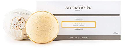Aromaworks Serenity AromaBomb Bath Bomb - Lemongrass, Neroli and Sweet Geranium Aromas - Uplift, Balance & Focus - Natural, Vegan, Cruelty Free - 8.81 oz Each (2-pack)