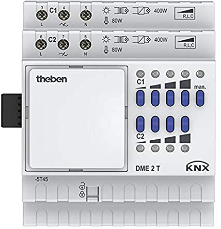 Theben 4930275 DME 2 T KNX 2-fach Universal Dimmaktor Erweiterungsmodul für MIX2 Serie Grundmodul I Erweiterung um 2 Kanäle I Dimmbereich 0-100% I Optimal für LED bis 400 W
