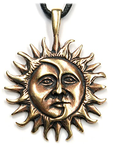 Drachensilber Sonne Mond keltischer Schmuck Anhänger Bronze, Länge mit Öse: 4cm, inkl. Band