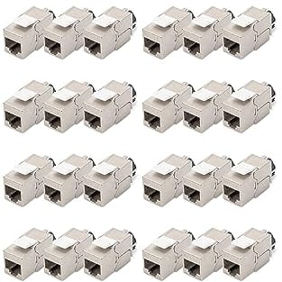 DIGITUS Keystone-Modul Cat-6A Geschirmt - 24 Stück - RJ45-Buchse - 500 MHz 10GBase-T - AWG 26-22 - Designfähig - Mit Rasthebel - Werkzeugfreie Montage
