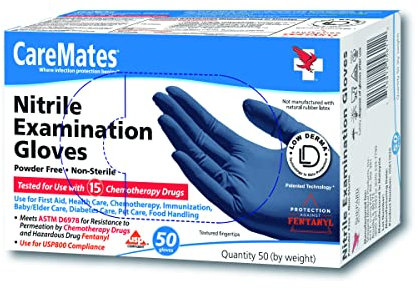 Caremates Caremates Nitrile-Pf Examination Gloves Medium, Medium 50 each