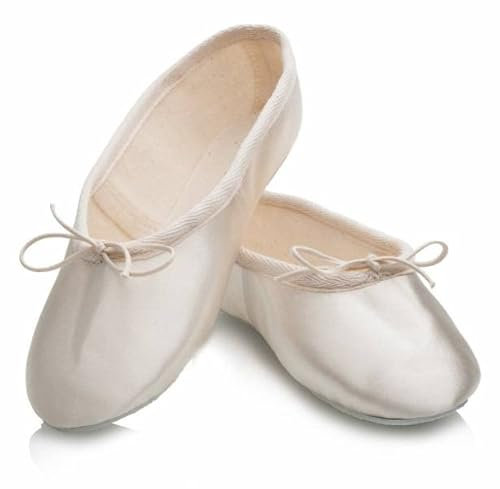 Katz Dancewear Ladies Girls Ivory Satin Rubber Sole Bridesmaid Wedding Ballet Shoes Pumps (Ladies Size UK 3)