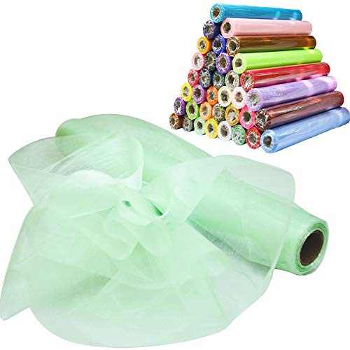 Time to Sparkle (Vert De Menthe) 29cm X 26M Rouleau Organza Chemin de Table Chaise Echarpe Nœud Mariage Ceremonie Fête Noël