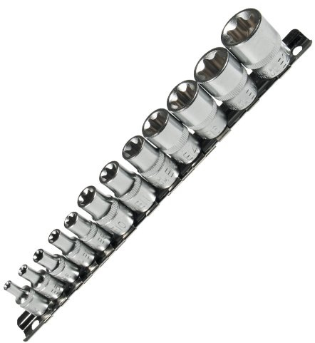 ALKAN-WERKZEUG - Set di 12 chiavi a bussola con attacco quadrato, a stella, 1/4'' e 3/8''