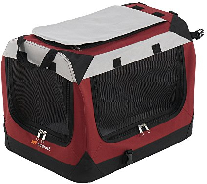 Ferplast Hunde Transportbox, faltbare Hundehütte, wasserabweisend, tragbar, transportabel, Metallrahmen, Griffen, Taschen, Größe S, 49 x 34 x h 34 cm.