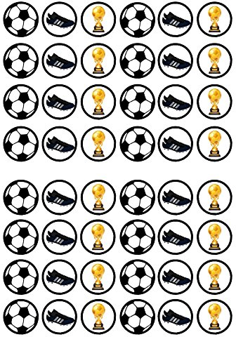 48 Football #2, Fußball, Essbare PREMIUM Dicke GEZUCKERTE Vanille, Reispapier Mini Cupcake Toppers, Cake Pops, Cookies für Wafer