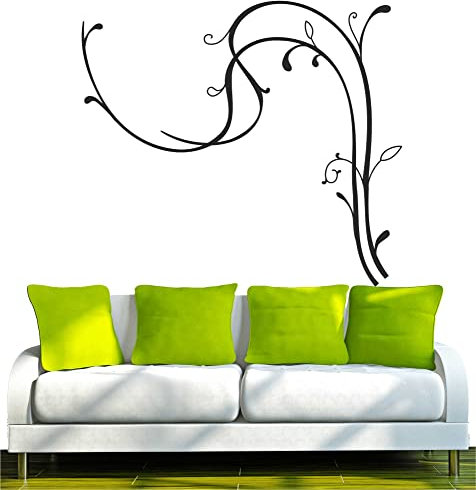Indigos UG - Wandtattoo Wohnzimmer - Wandaufkleber Ranke Ranken 40x 35 cm schwarz w361 - Aufkleber Kinderzimmer Schlafzimmer Küche Badezimmer Büro Dekoration