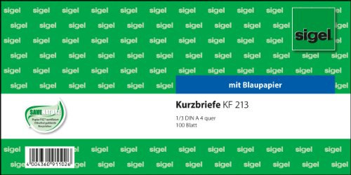 5 X sigel Kurzmitteilung 1/3A4 100Bl KURZBRIEF KF213