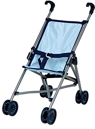 DOLLSWORLD from Peterkin | Blue Doll's Stroller | Foldable stroller with easy-grip handles, suitable for dolls up to 56cm | Dolls & Accessories | Ages 3+
