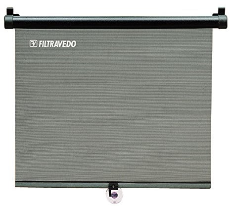 FILTRAVEDO Sonnenschutzrollo für Seitenfenster, Schwarz, grau, 65 x 55 cm, Auto, Funktional