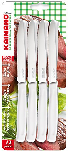 Kaimano KDN041812W Dinamik Coltelli Bistecca, Acciaio Inossidabile, Bianco, 12 unità