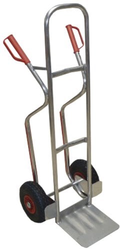 RLW Profi Aluminium Sackkarre Stapelkarre Alu200 200 kg - Schaufel 280 x 280 mm - Made in EU - kein Asien-Import !! (Räder nach Ihrer Wahl) (Luftrad schwarz/Metall-Felge rot/Rollenlager)