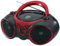 JENSEN CD-490 Portable Stereo CD Player with AM/FM Radio and Aux Line-in, Red and Black