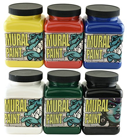 Chroma Mural Paint, Assorted Primary Colors, Pints, Set of 6