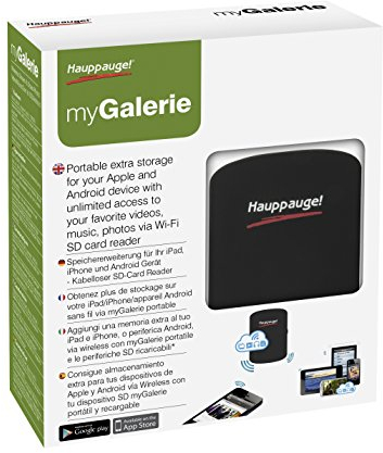 Hauppauge myGalerie - Speichererweiterung für iPad, iPhone und Android Geräte (WLAN, SD-Kartenslot, bis 128GB, Videos, Musik, Fotos und Dokumente)