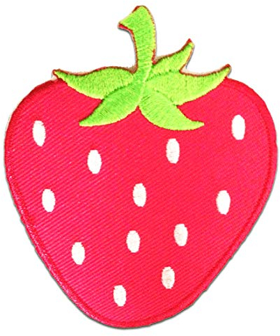Catch the Patch Erdbeere Frucht - (Größe: 6,5 x 7,7 cm) Aufnäher, Bügelbilder, Aufbügler, Applikationen, Patches, Sticker zum Aufbügeln oder Aufnähen – für Kleidung, Taschen, Jacken