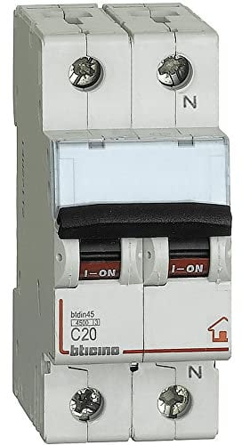 BTicino FC810NC20 Interruttore Magnetotermico, C20 1P+N 2M 4500 A, 20 A