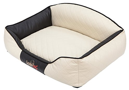 DOGGY Hobbydog XXLELIBCZ4 Hundebett/Sofa/Korb Elite mit Kunstleder, beige/schwarz, XXL, 110 x 85 x 30 cm