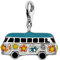 Quiges Charms Anhänger Versilbert Hippie Bus Versilbert Damen Schmuck für Bettelarmband