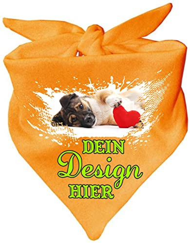 Hunde Dreiecks Halstuch personalisiert mit deinem Wunschmotiv (Fb: gelb) (Gr. 1 (55 cm))