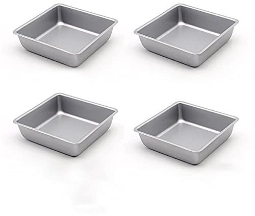 Astra Gourmet Mini 4-Inch Non-Stick Square Cake Pan, Set of 4(Silver)