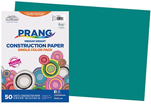Prang (Formerly SunWorks) Construction Paper, Turquoise, 12 x 18, 50 Sheets