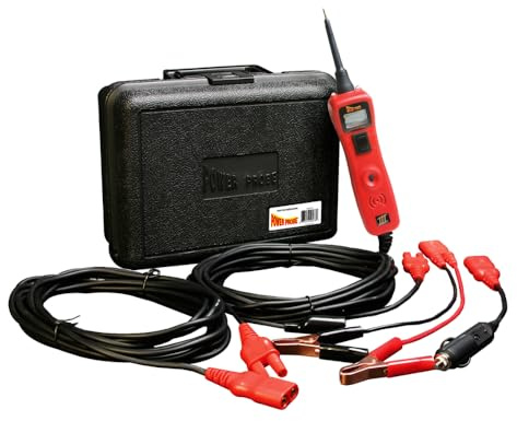 Power Probe 3 PP319FTCRED Kit Tester di Circuiti in Valigetta, Rosso | Voltmetro 12V 24V DC 0-70V, iniezione potenza e massa, interruttore 8A, cavo 6m più prolunga 6m, accendisigari, valigetta