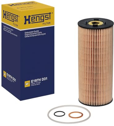 HENGST - Ölfilter E197H D31 - Öl-Filtereinsatz für KFZ | Hochwertiger Motorölfilter für KFZ mit Otto- oder Dieselmotor - Robuster Ölfilter mit hoher Schmutzaufnahmefähigkeit