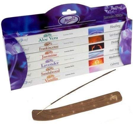 Moods Incense Sticks 6 Pack Gift Set by Stamford PLUS Wooden Incense Holder