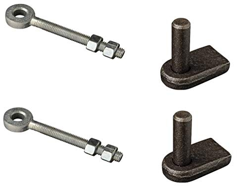 Wyre Direct Heavy Duty Gate Hinge Brackets - Driveway Hinges for Garden, Sheds & Garage Doors - 12mm Pin & M12 X 100mm Hinge Eyes Weld On Set