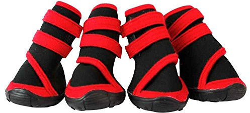 SAMGU Hundeschuhe Dog Boots Geeignet für Pfotenschutz Schuhe Hunde Schuhe Farbe rot Size Small