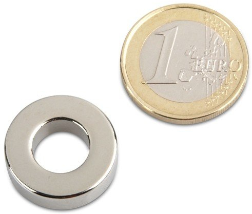 magnets4you Ringmagnet Ø 20,0 x 10,0 x 6,0 mm Magnetring aus N44 Nickel - hält 7,9 kg, Neodym Supermagnet Powermagnet Haftmagnet