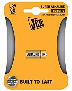 JCB - LRV08 Batteries - 23A Battery 12V - Coin Cell Batteries - JCB Super Alkaline Batteries - 1 Pack - Battery pack - Specialist Coin Cell Battery - Coin Battery - Super Alkaline Technology