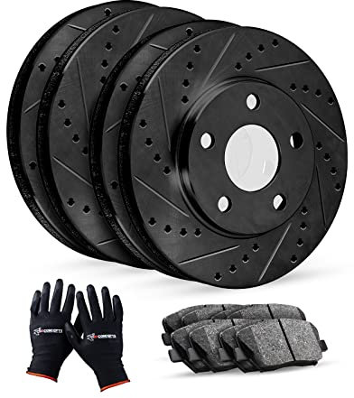 R1 Concepts Front Rear Brakes and Rotors Kit |Front Rear Brake Pads| Brake Rotors and Pads| Ceramic Brake Pads and Rotors |fits 2012-2013 Volkswagen Golf R, 2013 Volkswagen Golf