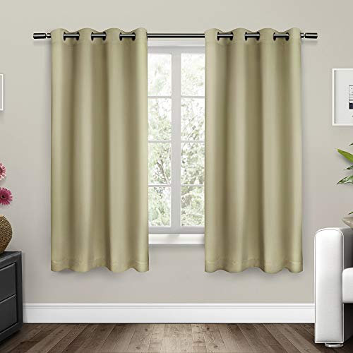 Exclusive Home Isolierte Verdunkelungsvorhänge, Fenster-Paneele mit Ösen Oben, Satin, Köpergewebe (2er-Set), Polyester, leinen, 52x63