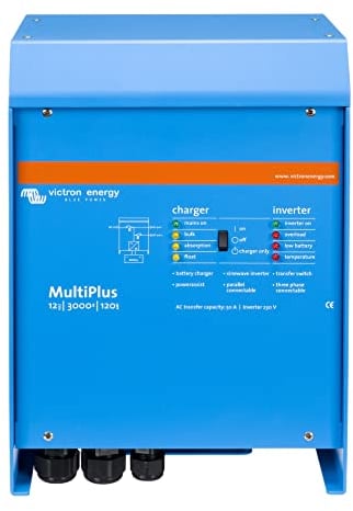 Victron Energy MultiPlus Reiner Sinus Wechselrichter 120 Amp Batterie Ladegerät, Spannungswandler, Transferschalter Inverter Charger, 50 Amp, 3000VA 12-Volt 230V