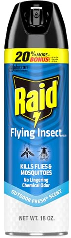 Raid Flying Insect Spray, Outdoor Fresh Scent, Kills Flies, Mosquitoes, and Other Flying Insects on Contact, for Indoor and Outdoor Use, 18oz
